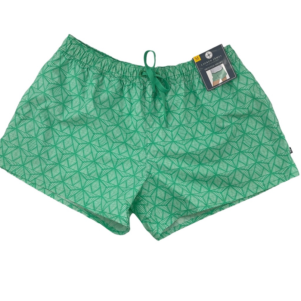 NWT Lauren James Printed Drawstring Shorts Mint Size Medium